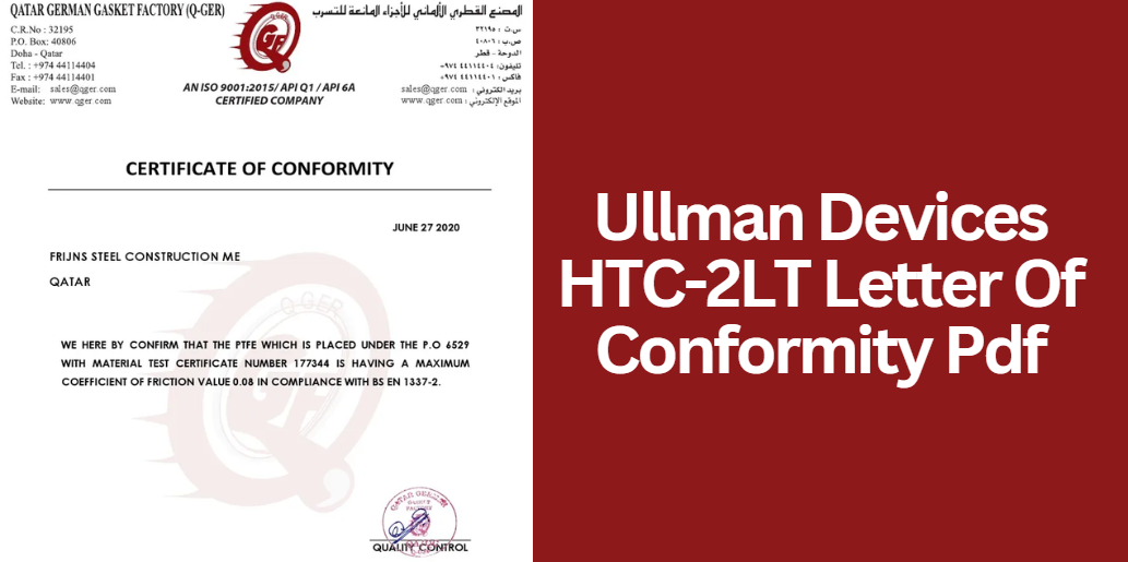 Ullman Devices HTC-2LT Letter Of Conformity Pdf